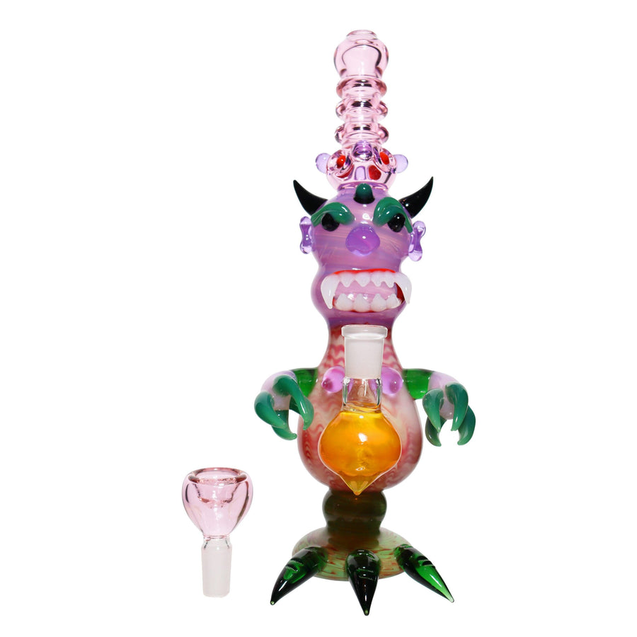 12 Inch Multicolor Monster Design Glass Bubbler