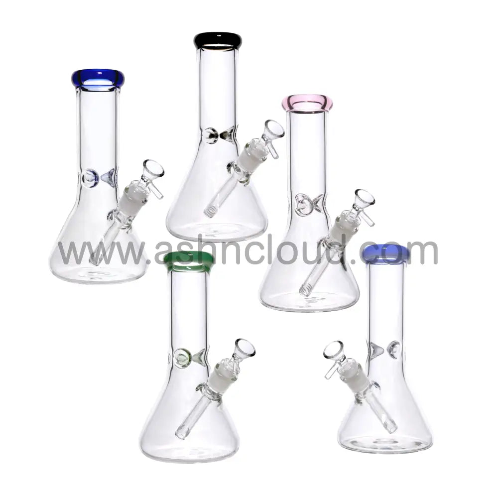 10 In - Clear Glass Beaker Color Bong 5 Mm Simple