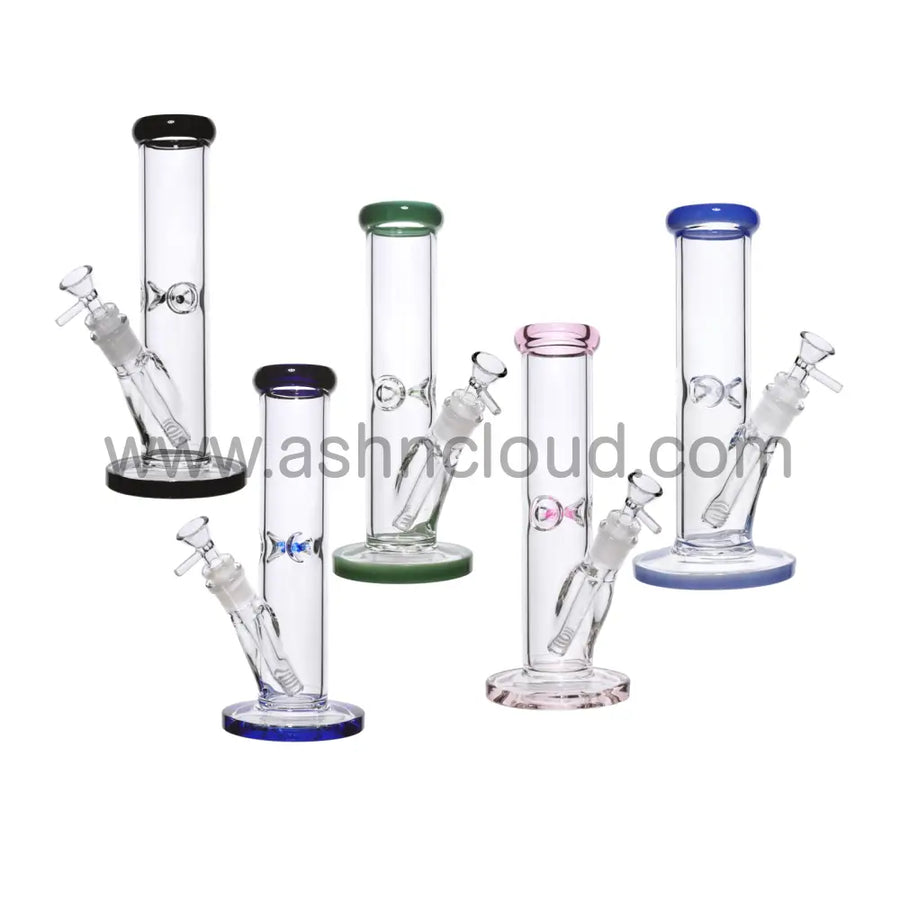 10 Inch Clear Glass Bong with Color Dots, 5mm
