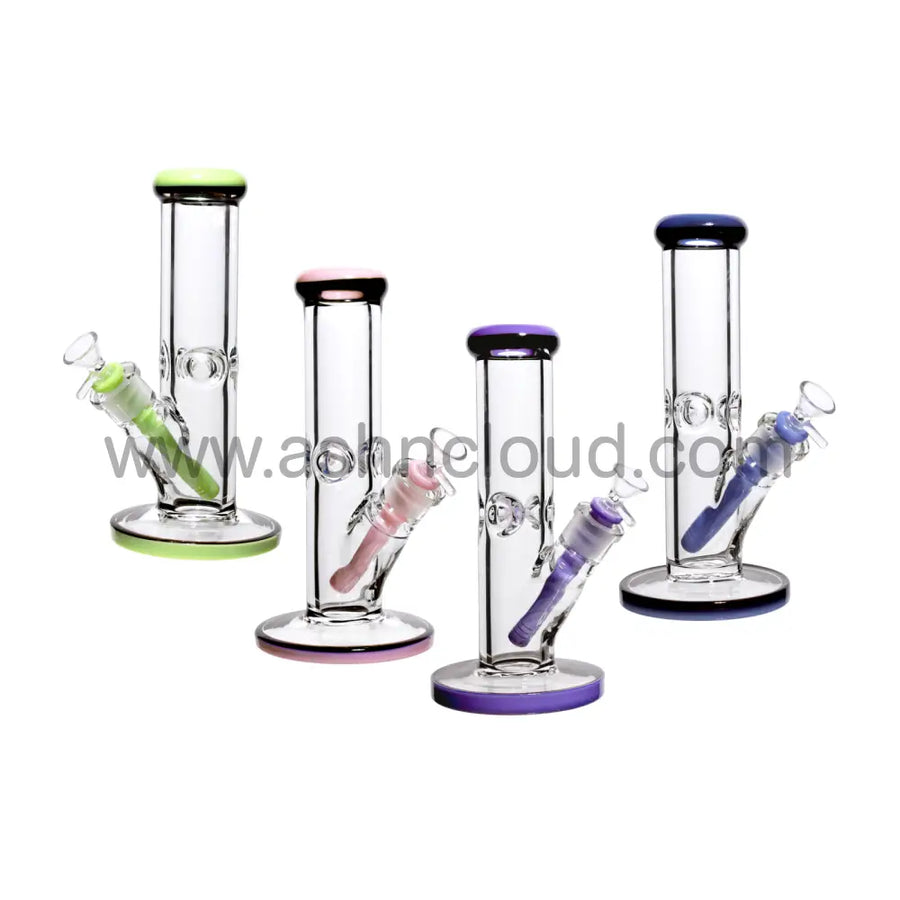 10 Inch Clear Two-Tone Straight Bong, 9mm