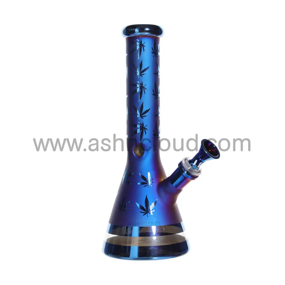 10 In - Electro Plated Beaker Glass Bong Blue Glow