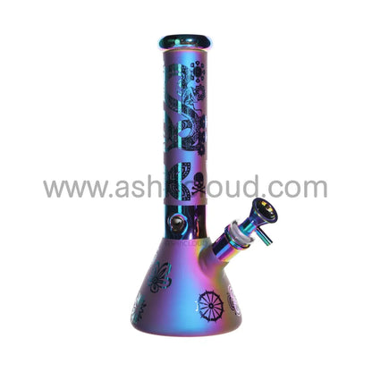 10 In - Electro Plated Beaker Glass Bong Purple Glow