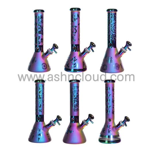 10 In - Electro Plated Beaker Glass Bong Purple Glow