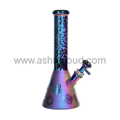 10 In - Electro Plated Beaker Glass Bong Purple Glow