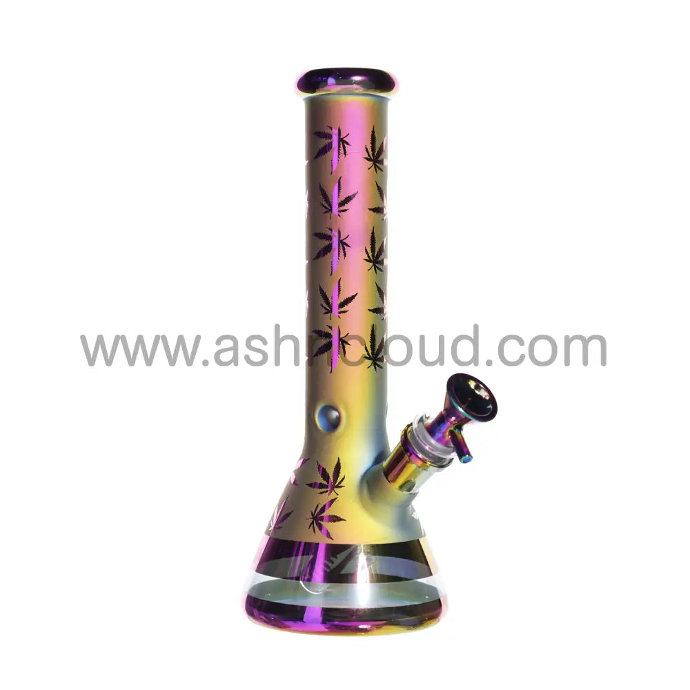 10 In - Electro Plated Golden Shine Beaker Glass Bong