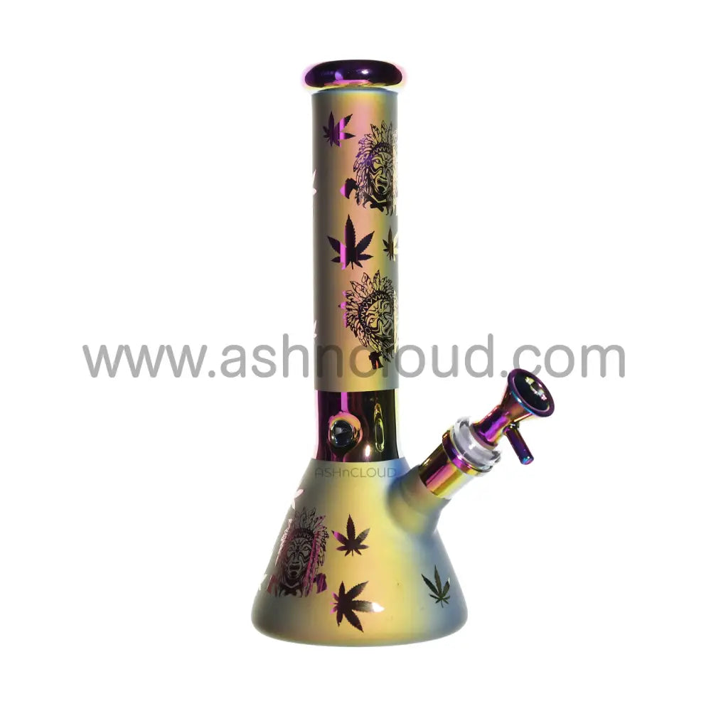 10 In - Electro Plated Golden Shine Beaker Glass Bong