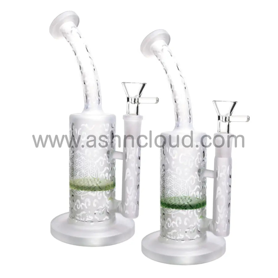 10 Inch Frosted Color Perc Vent Neck Glass Bong