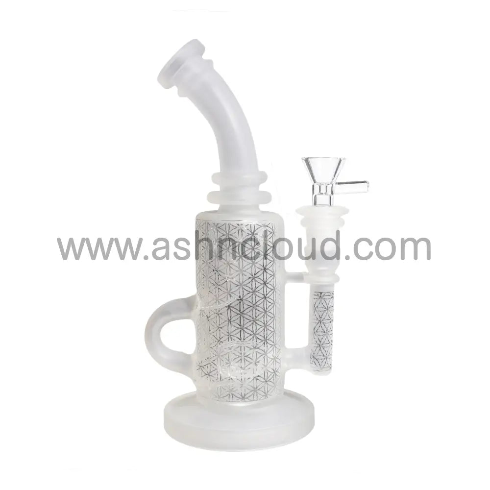 10 In - Frozen Patterns Bent Neck Glass Bong