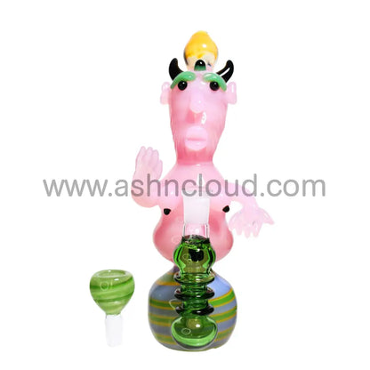 10 In - Monster Pink Tits Twister Glass Bubbler Fancy