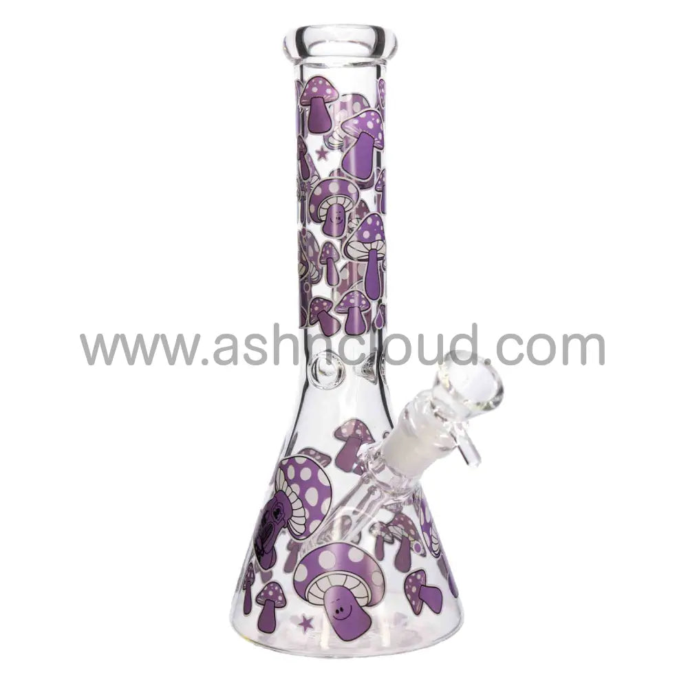 10 In - Mushroom Beaker Glass Bong Glow Dark 5 Colors