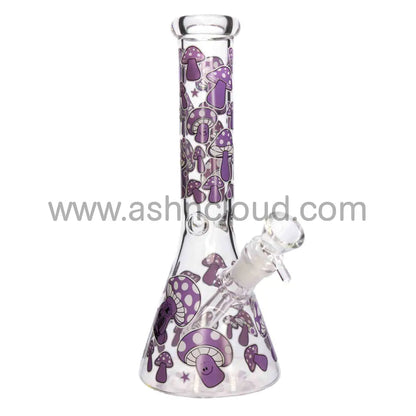 10 In - Mushroom Beaker Glass Bong Glow Dark 5 Colors