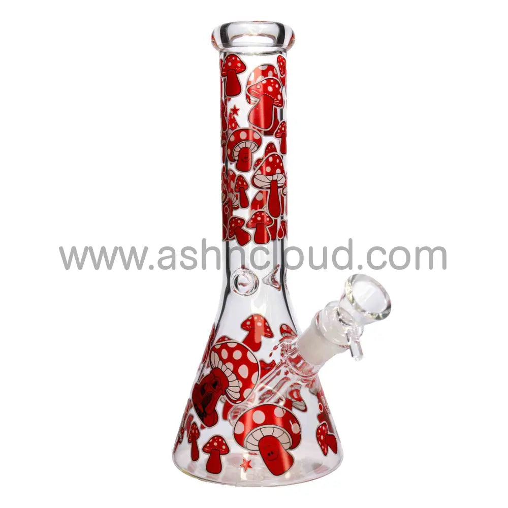 10 In - Mushroom Beaker Glass Bong Glow Dark 5 Colors