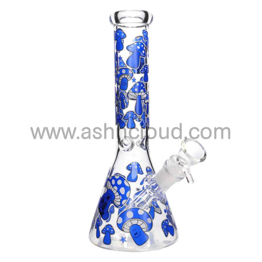 10 In - Mushroom Beaker Glass Bong Glow Dark 5 Colors