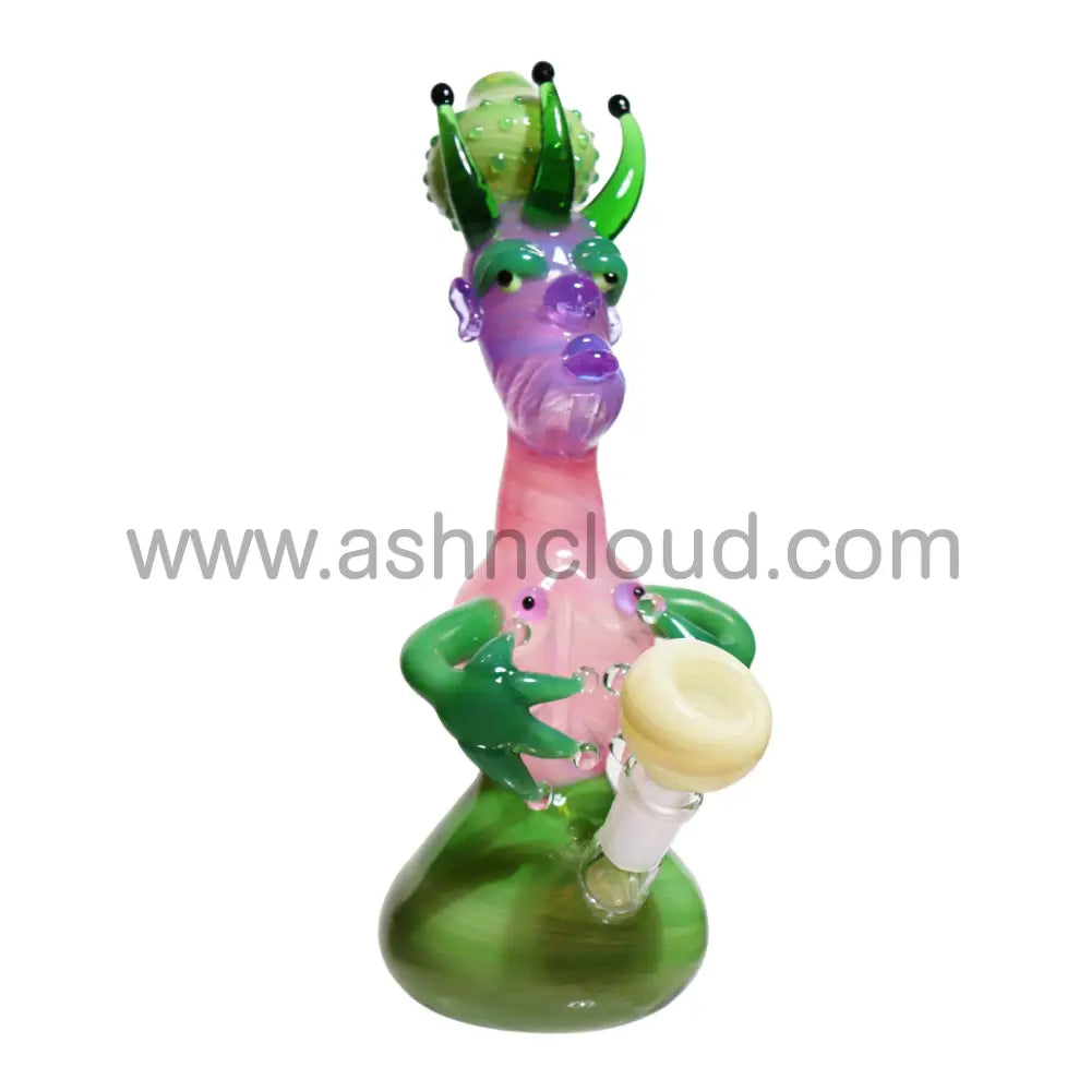10 In - Pinky Monster Glass Bubbler Fancy
