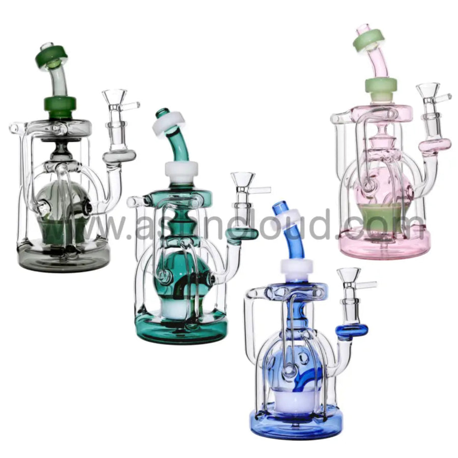 10 Inch Slim Multicolor Fancy Glass Recycler