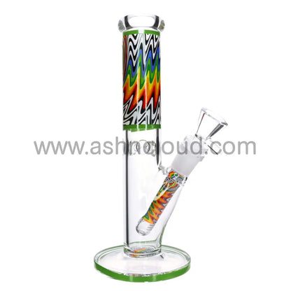 10 In - Wig Wag Straight Tube Glass Bong