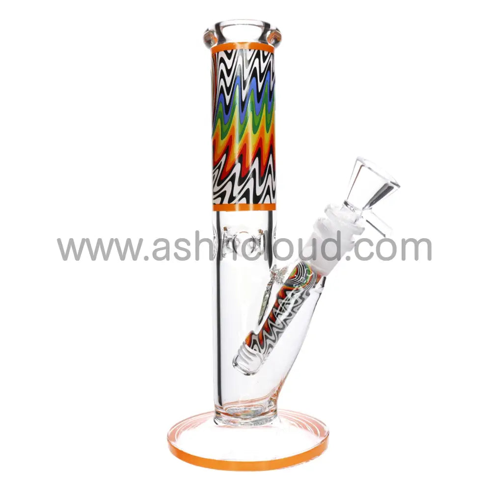 10 In - Wig Wag Straight Tube Glass Bong