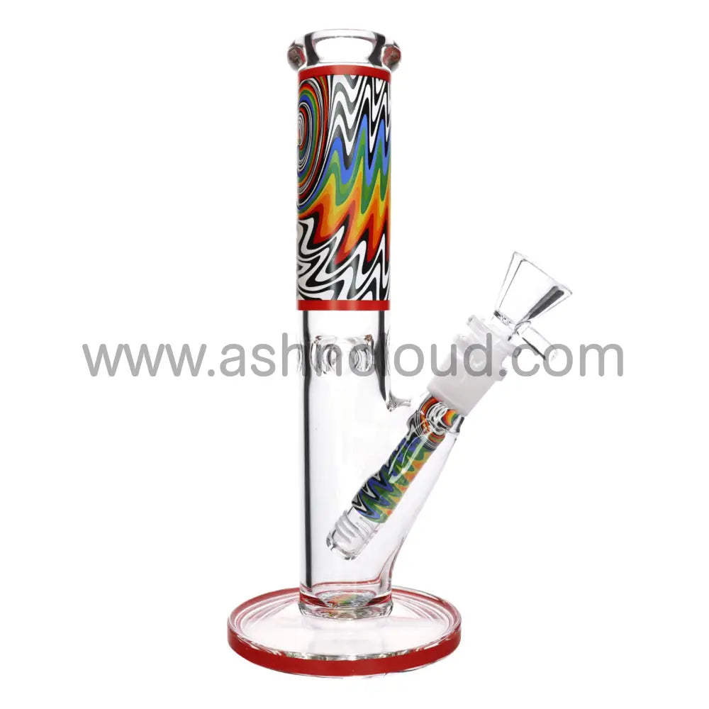 10 In - Wig Wag Straight Tube Glass Bong