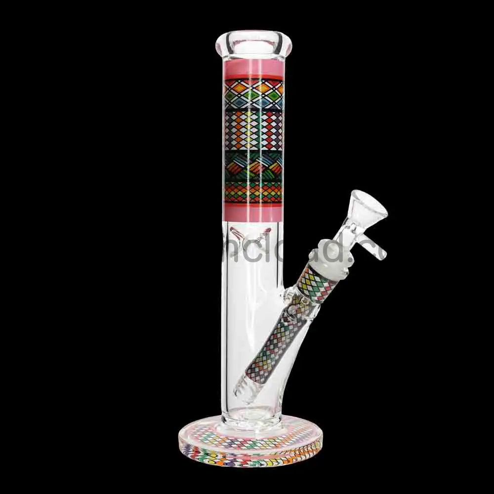 🔶 10 Inch Pattern Art Glass Beaker Bong – Decorative Straight Tube