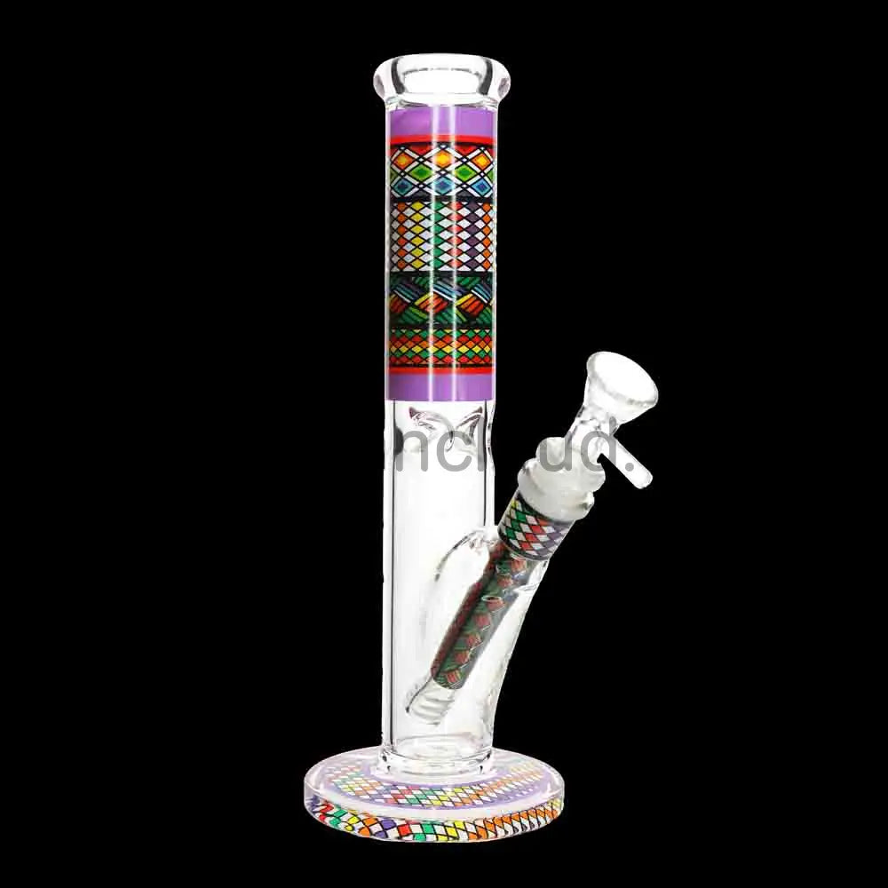 🔶 10 Inch Pattern Art Glass Beaker Bong – Decorative Straight Tube