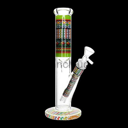 🔶 10 Inch Pattern Art Glass Beaker Bong – Decorative Straight Tube