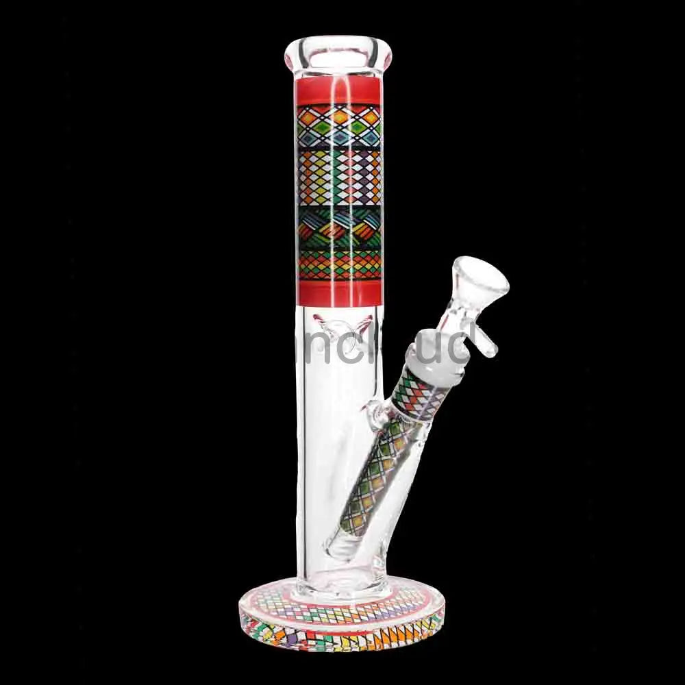 🔶 10 Inch Pattern Art Glass Beaker Bong – Decorative Straight Tube