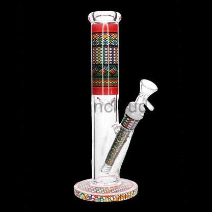 🔶 10 Inch Pattern Art Glass Beaker Bong – Decorative Straight Tube