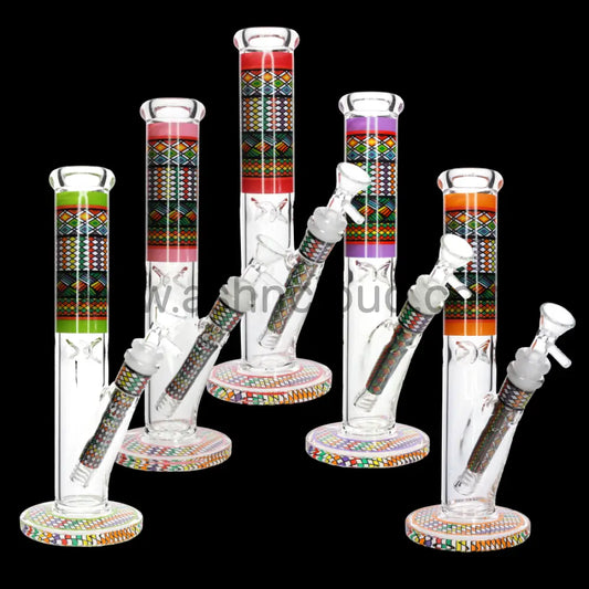 🔶 10 Inch Pattern Art Glass Beaker Bong – Decorative Straight Tube