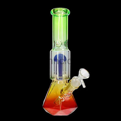 🔷 10 Inch Single Chamber Perc Glass Water Pipe – Geometric Base Bong