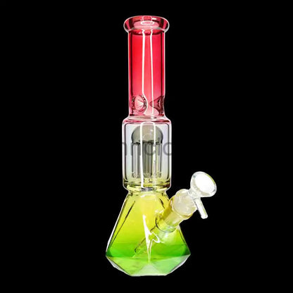 🔷 10 Inch Single Chamber Perc Glass Water Pipe – Geometric Base Bong