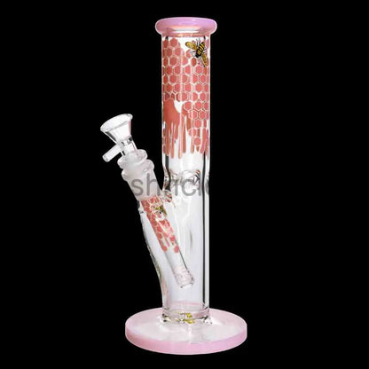 10’’ Straight Honeycomb Water Pipe | 5mm Thick | Bee & Honey Drip Design | Wholesale