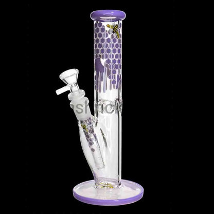 10’’ Straight Honeycomb Water Pipe | 5mm Thick | Bee & Honey Drip Design | Wholesale