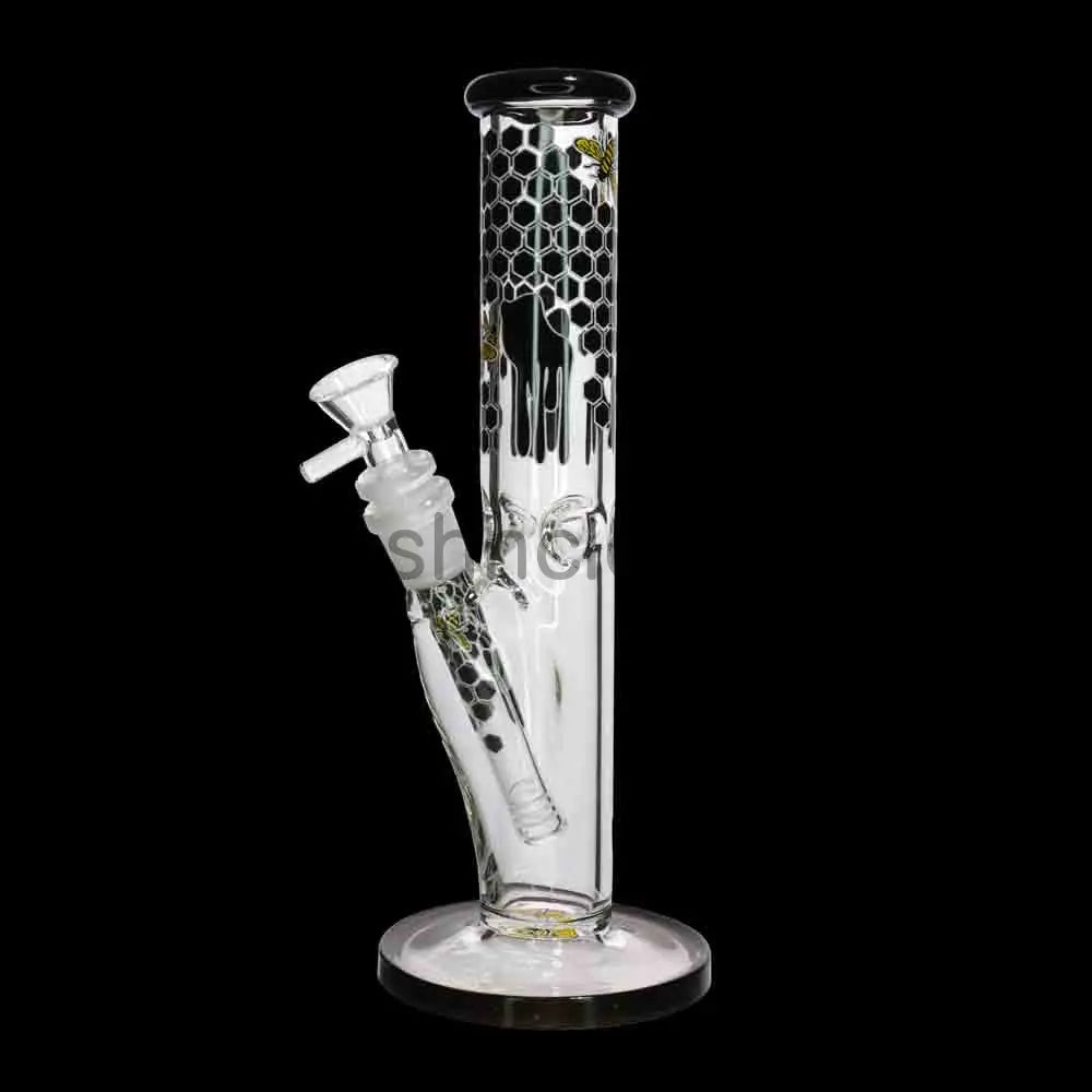 10’’ Straight Honeycomb Water Pipe | 5mm Thick | Bee & Honey Drip Design | Wholesale