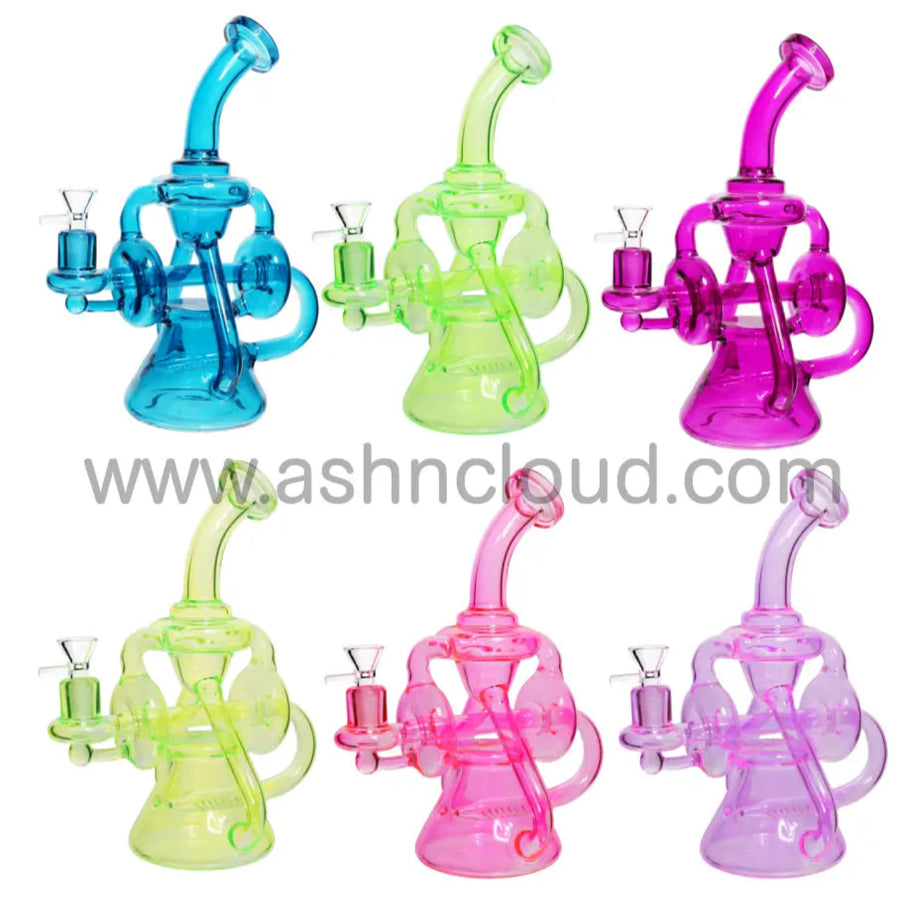 11 Inch Colorful Multivalve Glass Recycler Bong