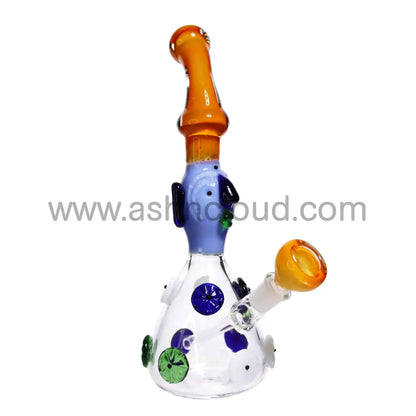 11 In - Fancy Monster Head Glass Bubbler Clear Base With Patterns