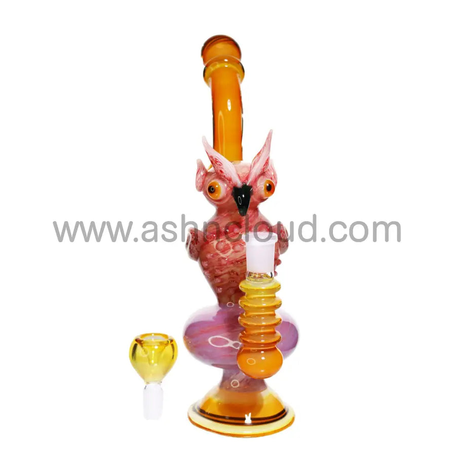 11 Inch Owl Design Glass Bubbler