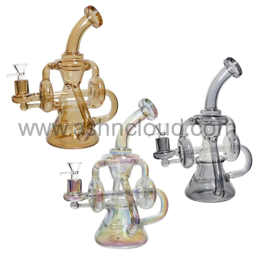 11 Inch Iridescent Metallic Glass Recycler Bong
