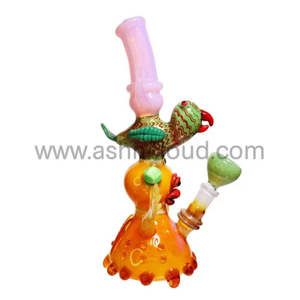 11 In - Monster Eye & Bird Glass Bubbler Fancy