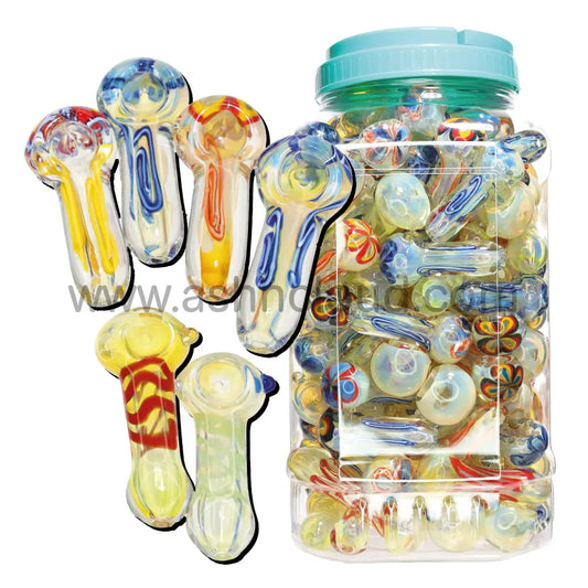 110 Pcs – Jar #44 Glass Hand Pipe Spoon $2.15