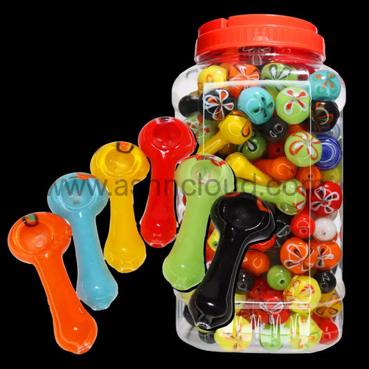 110 pcs – NEW 2025 JAR #8 Glass Hand Pipe (3.5 inches) Spoon $2.10 ea