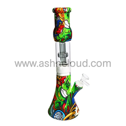 12 In - Beaker Multidesign Cartoons Silicone Bong With Chamber