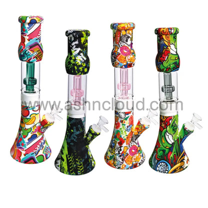 12 In - Beaker Multidesign Cartoons Silicone Bong With Chamber