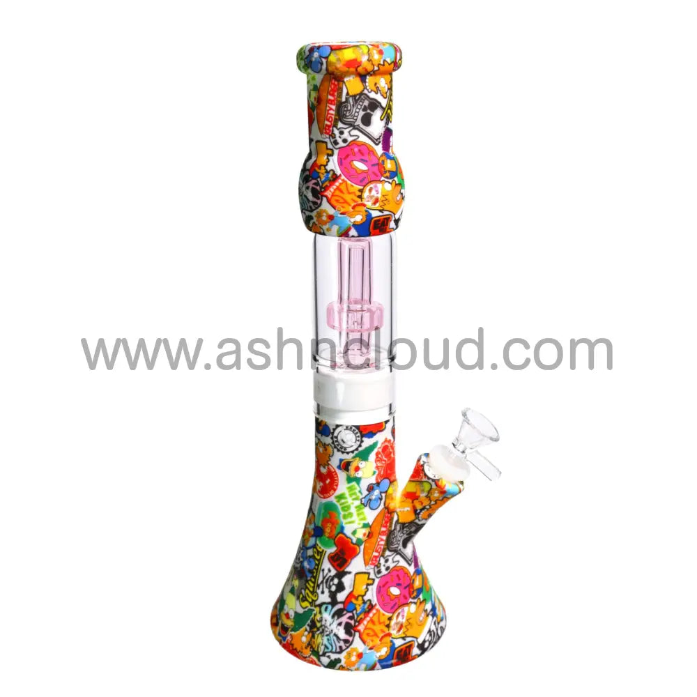 12 In - Beaker Multidesign Cartoons Silicone Bong With Chamber