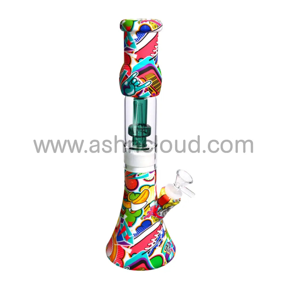 12 In - Beaker Multidesign Cartoons Silicone Bong With Chamber