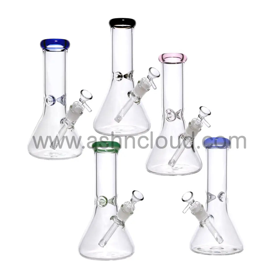 12 Inch Clear Beaker Bong with Color Accents, 5mm