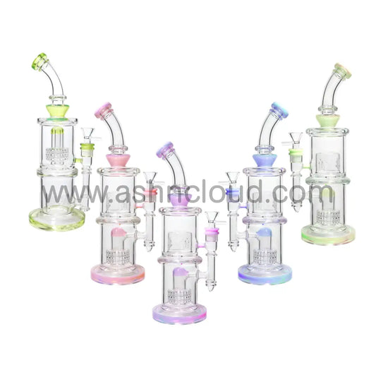 12 In - Clear Glass One-Tone Slime Colors Perc Bong