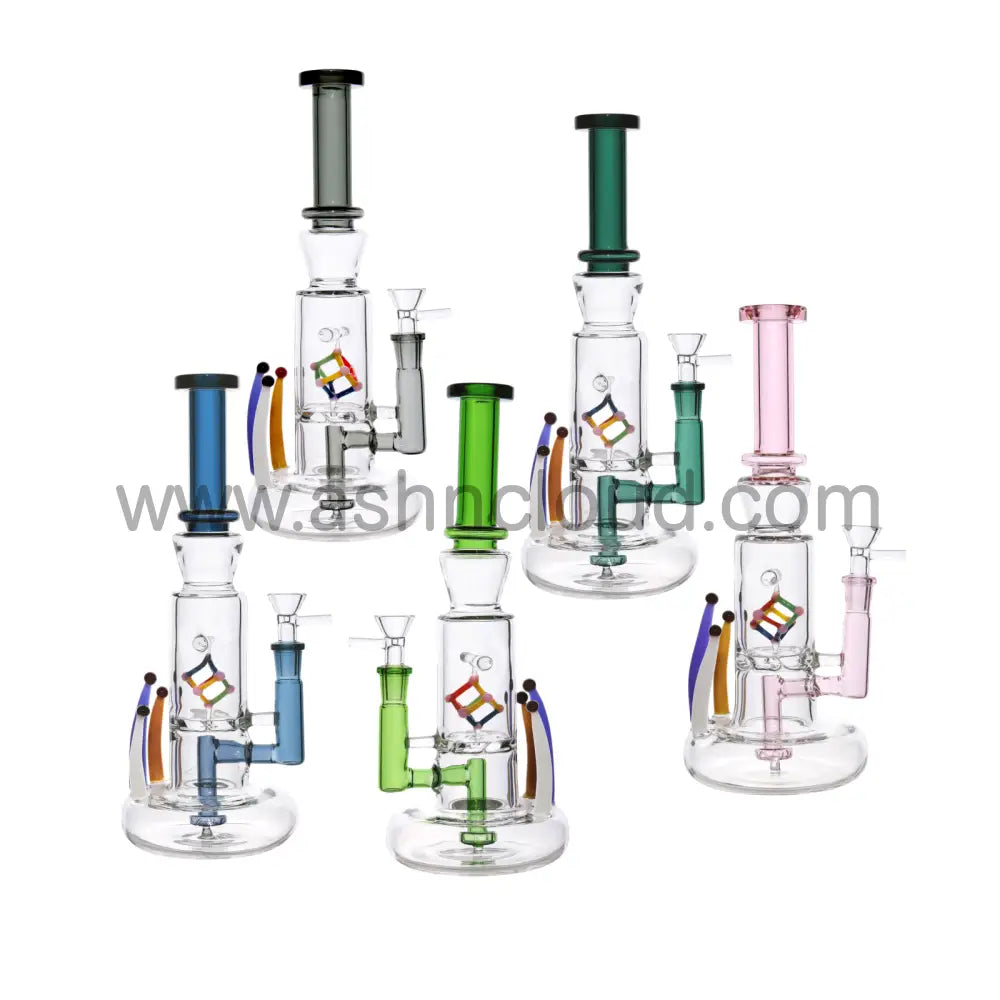 12 In - Cube Multicolor Glass Bong Perc