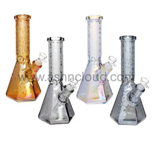 12 In - Frozen Beaker Metallic Shine Glass Bong