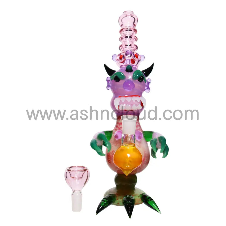 12 Inch Multicolor Monster Design Glass Bubbler
