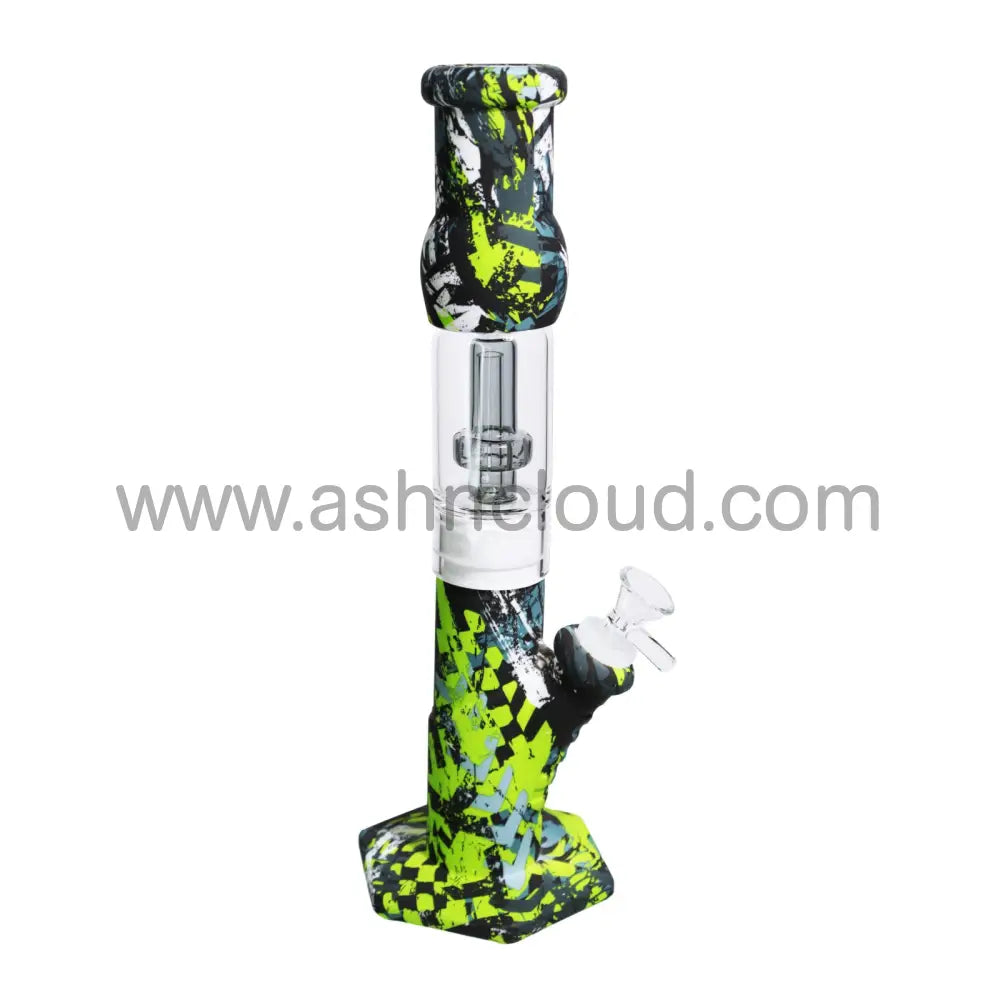 12 In - Straight Multidesign Cartoons Silicone Bong With Chamber